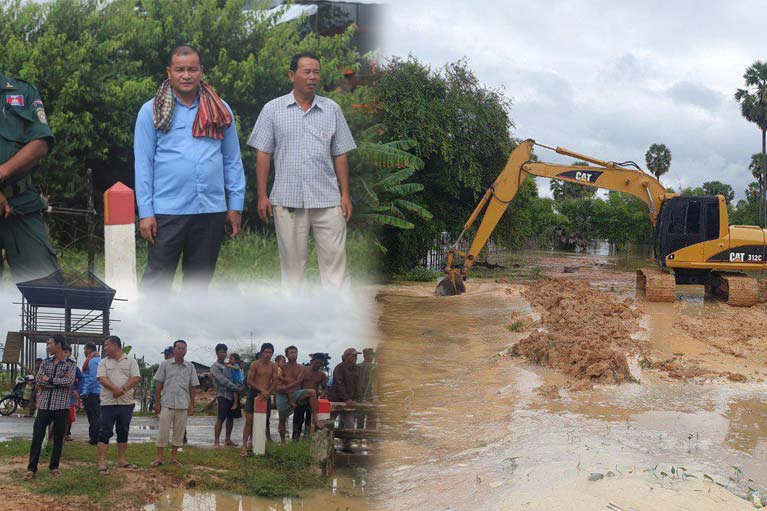 ​ប្រធាន​មន្ទីរ​សាធារណការ​និង​ដឹកជញ្ជូន​ខេត្ត​កំពង់ធំ សហការ​ជាមួយ​អភិបាល​ស្រុក​ស្ទោង​ចុះ​កាយ​ដី​រំដោះ​ទឹក​ដែល​កំពុង​ជន់​លិច ផ្ទះសម្បែង ផលដំណាំ​ក្នុង​ឃុំ​បន្ទាយ​ស្ទោង​